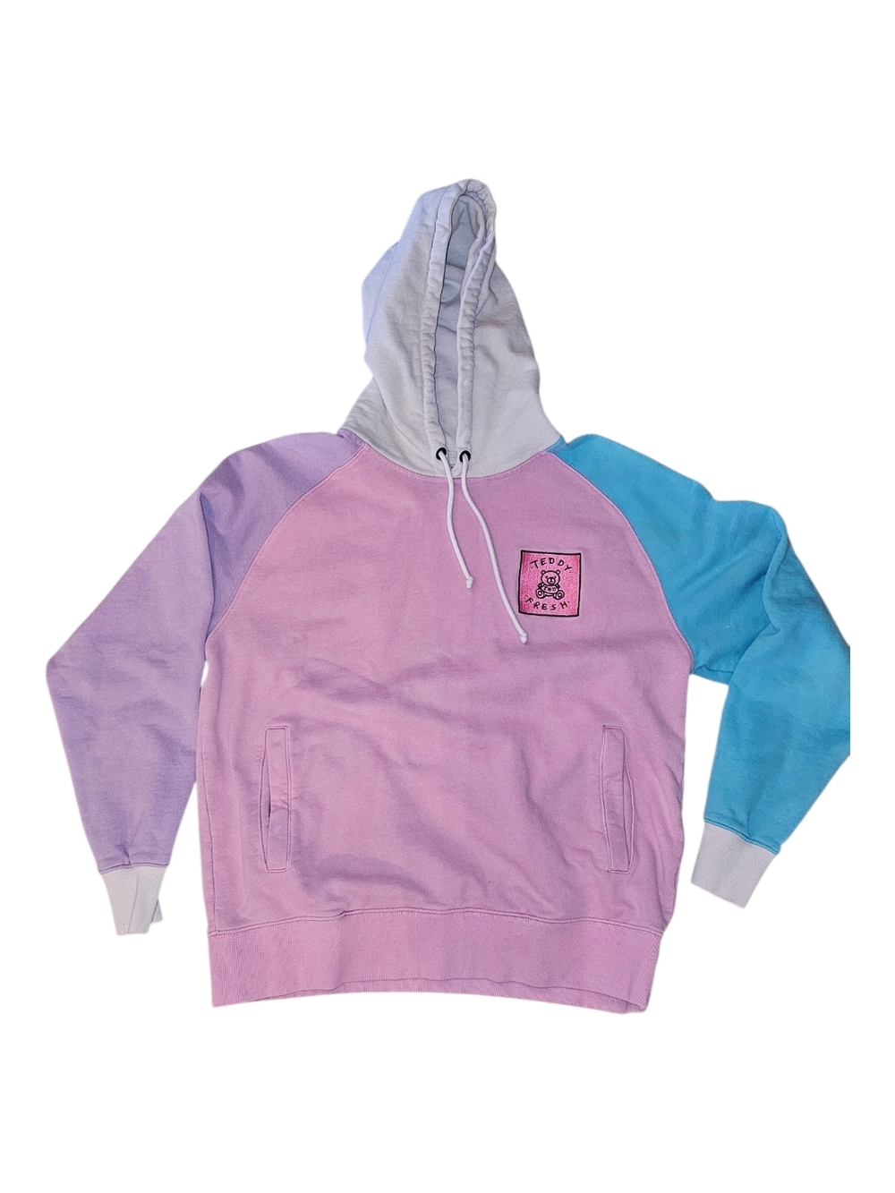 Teddy Fresh Pink and White Hooded Sweatshirt with Logo Tag